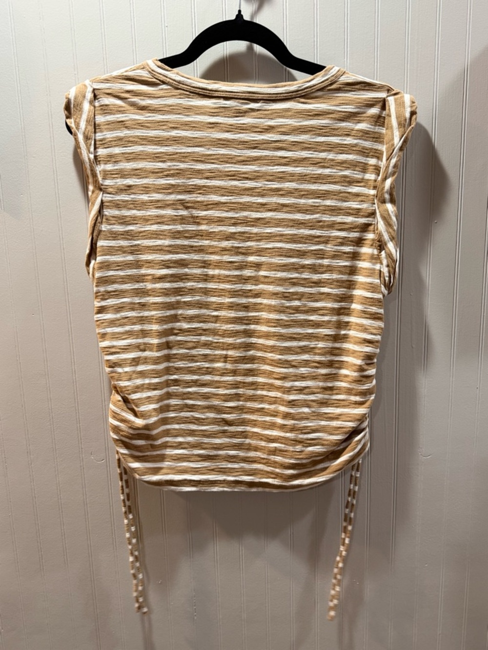 Veronica Beard Tan & White Striped Ruched Tank - Picture 4 of 4